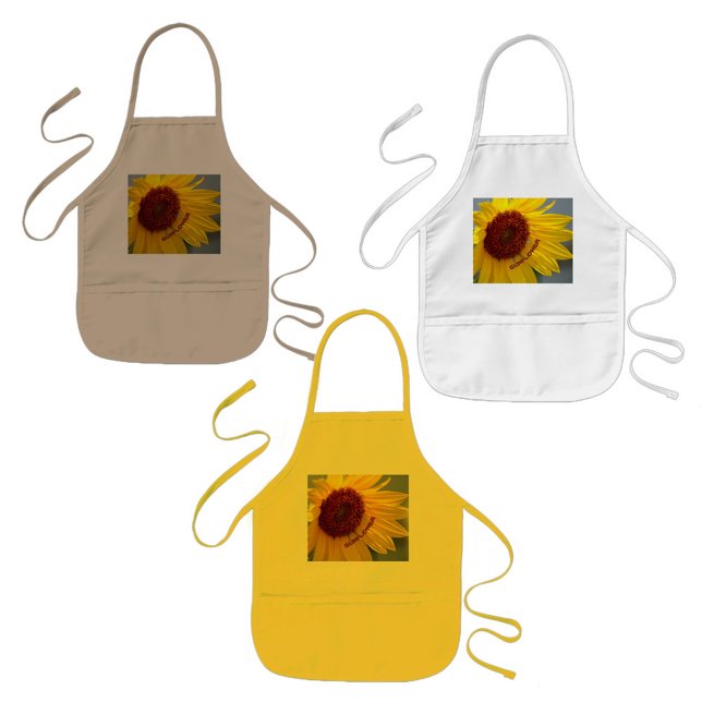 Bright Sunflower with Name Kids Apron (Creator Uploaded)