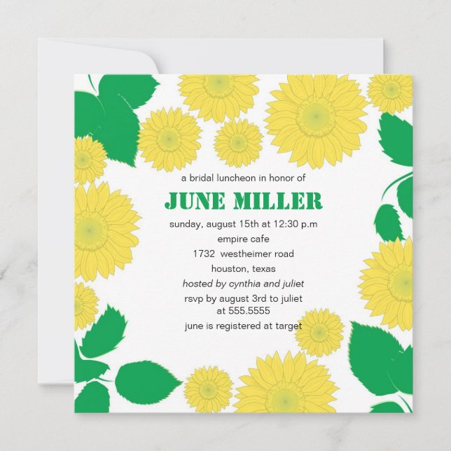 Bright Sunflowers -Bridal shower Invitation (Front)