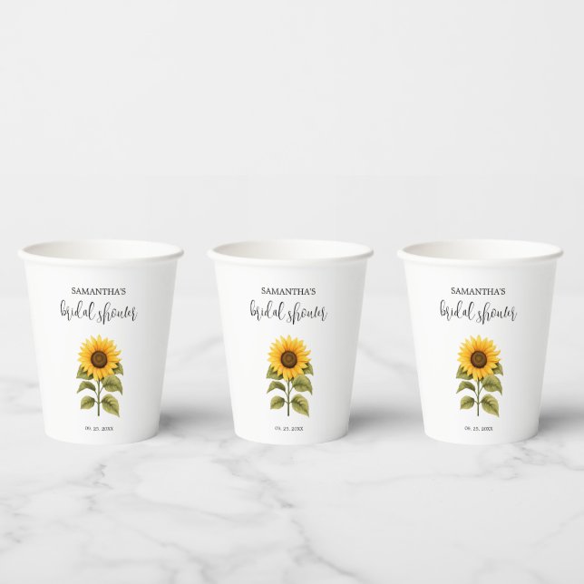 Bright sunflowers Bridal Shower minimalist Paper Cups (Multi)