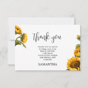 Bright sunflowers Bridal Shower minimalist Thank You Card