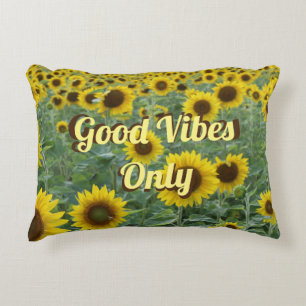 Bright Sunflowers Good Vibes Only Decorative Cushion