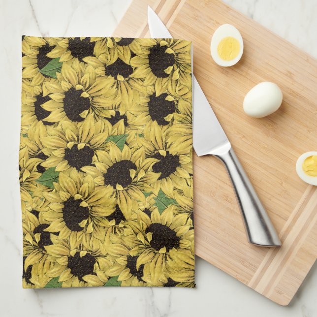 Bright Sunflowers Kitchen Towel (Quarter Fold)
