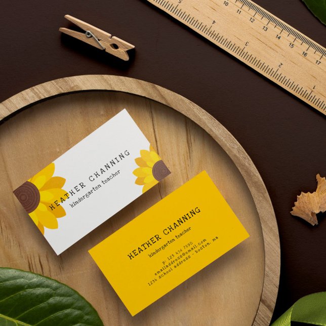 Bright Sunflowers Teacher Business Card (Creator Uploaded)