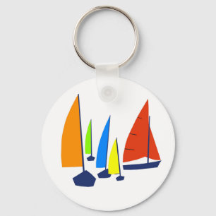 Bright Sunny Sailboats Key Ring