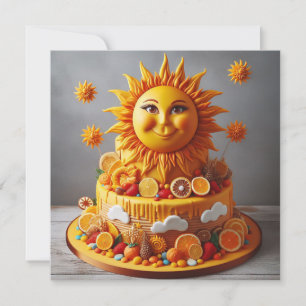 BRIGHT & SUNNY SUN THEMED DECORATED BIRTHDAY CAKE CARD