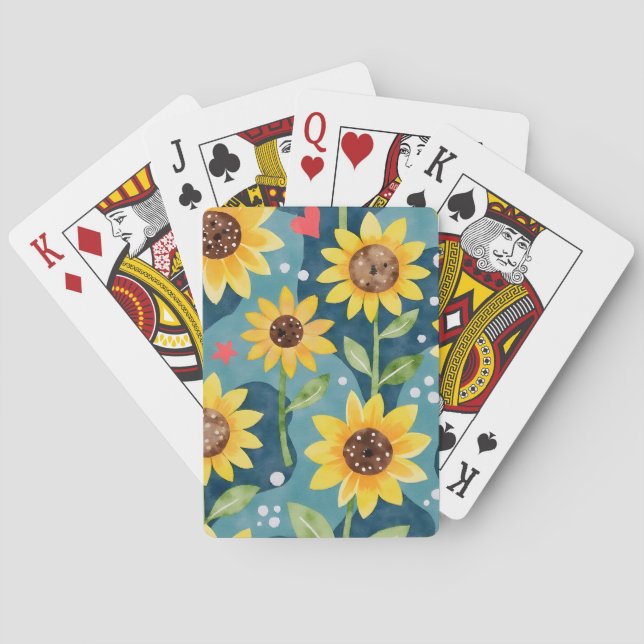 Bright Sunny Sunflowers Playing Cards (Back)