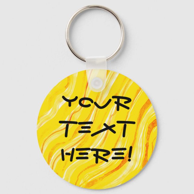 Bright Sunny Yellow Abstract Art Background Key Ring (Front)