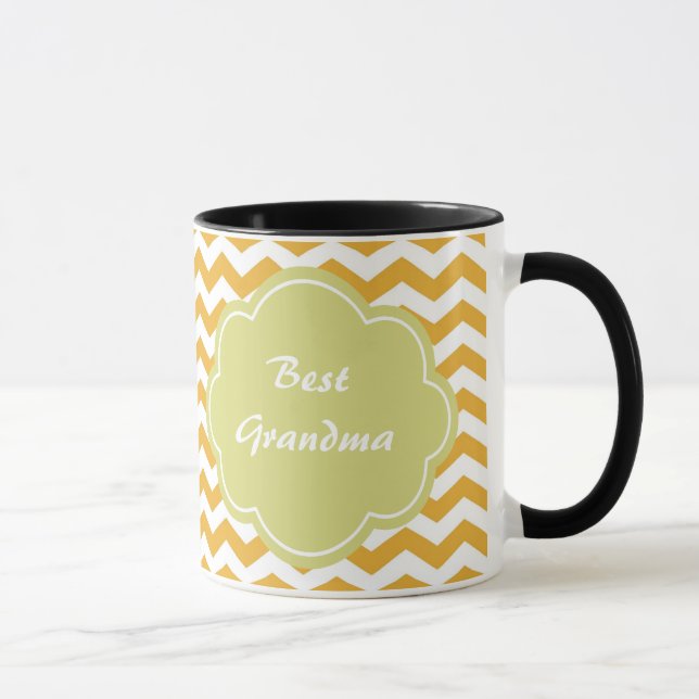 bright sunny yellow chevron zigzag stripes. mug (Right)