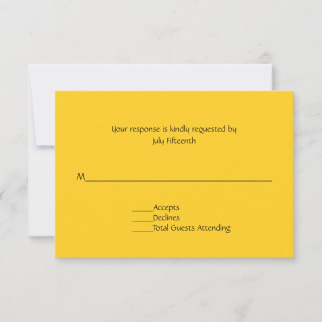 Bright Sunny Yellow Wedding RSVP Card (Front)