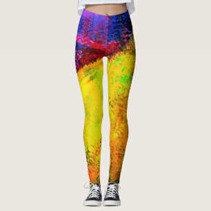 Bright Sunrise Abstract Painting - Leggings