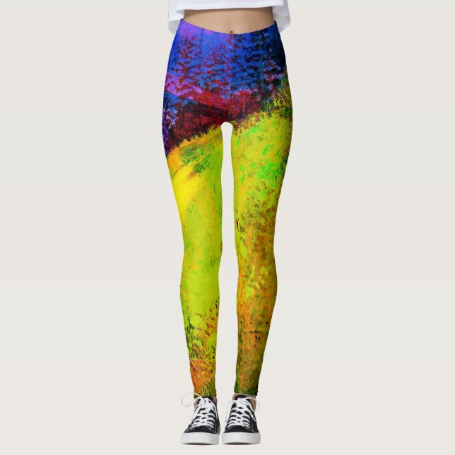 Bright Sunrise Abstract Painting - Leggings (Front)