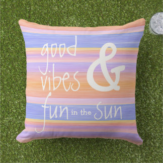Bright Sunset Colours Watercolor Stripes Pattern O Cushion