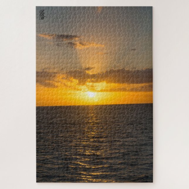 Bright Sunset on the Ocean Jigsaw Puzzle (Vertical)