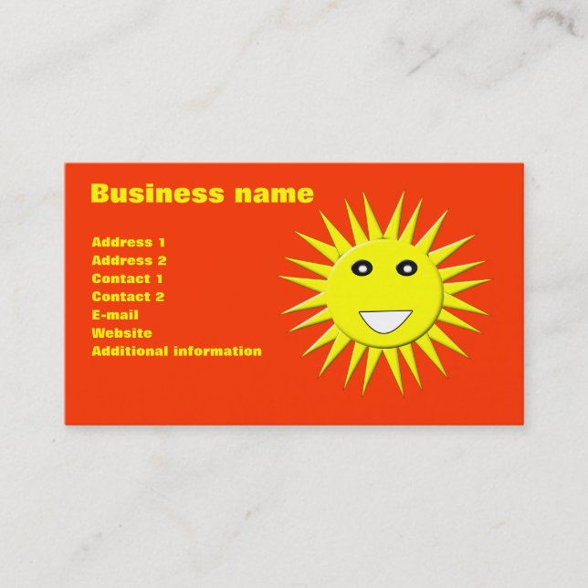 Bright Sunshine Customisable Business Card (Front)