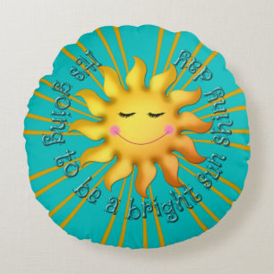 Bright Sunshiny Day Round Throw Pillow