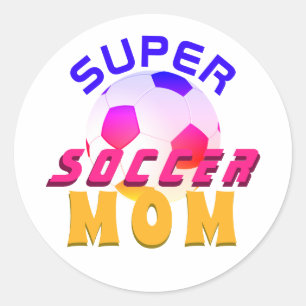 Bright Super Soccer Mum Sport Mother Mother`s Day Classic Round Sticker