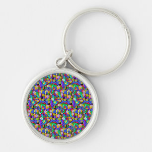 Bright Swirling Abstract Patterns with circles Key Ring
