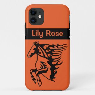 Bright Tangerine Pony Horse Bronco Steed Lineart Case-Mate iPhone Case