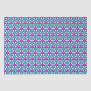 Bright Teal and Purple Star Flowers PP4 Tissue Paper