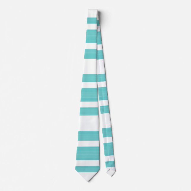 Bright Teal and White Stripes Tie (Front)