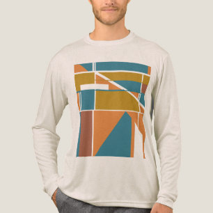 Bright Teal Orange Rust Bold Large Shapes Abstract Tri-Blend Shirt