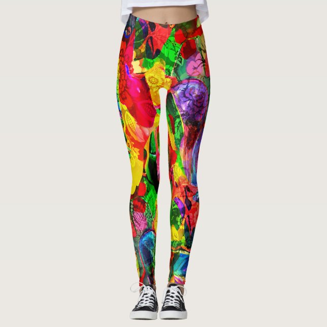 Bright Texture Shapes Leggings (Front)