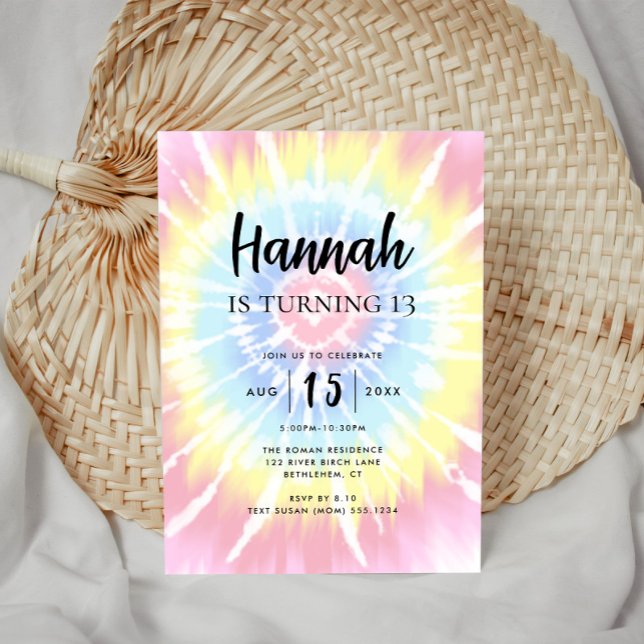 Bright Tie Dye, Any Age Birthday Invitation (Creator Uploaded)