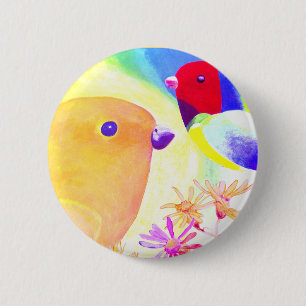 Bright Tie-Dye Birds 6 Cm Round Badge
