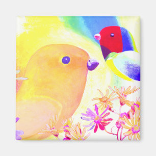 Bright Tie-Dye Birds Magnet