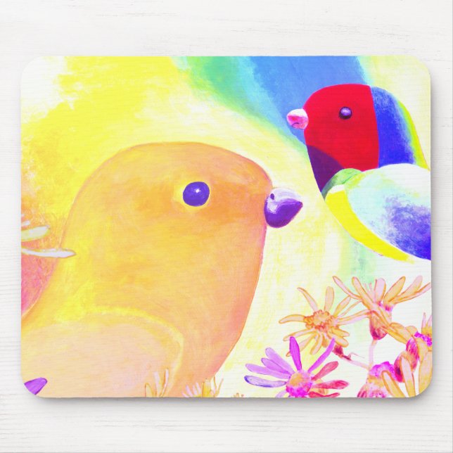 Bright Tie-Dye Birds Mouse Pad (Front)