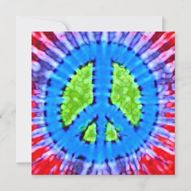 Bright Tie Dye Peace Sign Invitations (Front)