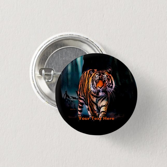 Bright Tiger Dark Forest 3 Cm Round Badge (Front & Back)