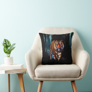 Bright Tiger Dark Forest Cushion
