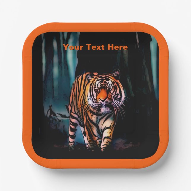 Bright Tiger Dark Forest Paper Plate (Front)