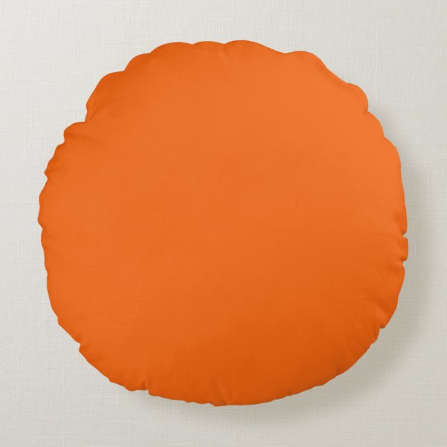 Bright Tiger Orange Solid Colour Print Round Cushion (Front)