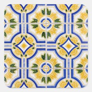 Bright tile pattern, Portugal Square Sticker