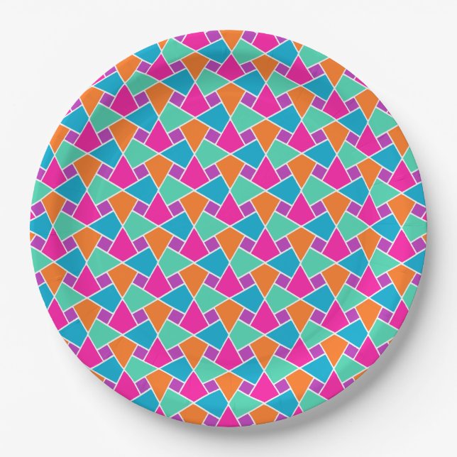 Bright Traditional Islamic Pattern Paper Plates (Front)