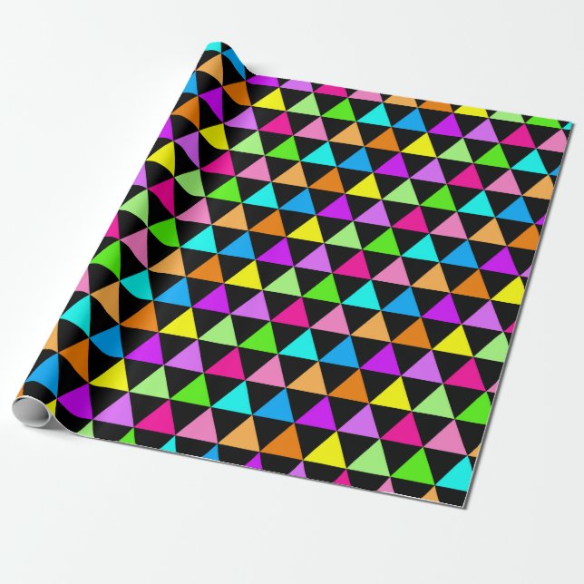 Bright Triangle Groovy Print Gift Wrapping Paper (Unrolled)