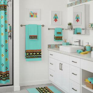 Bright tribal design bath towel set