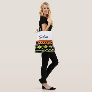 Bright tribal design personalised  tote bag