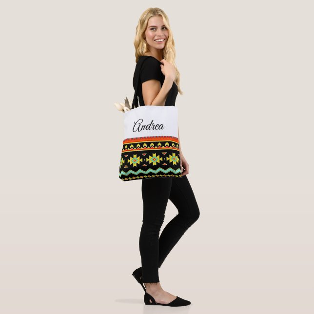 Bright tribal design personalised  tote bag (On Model)