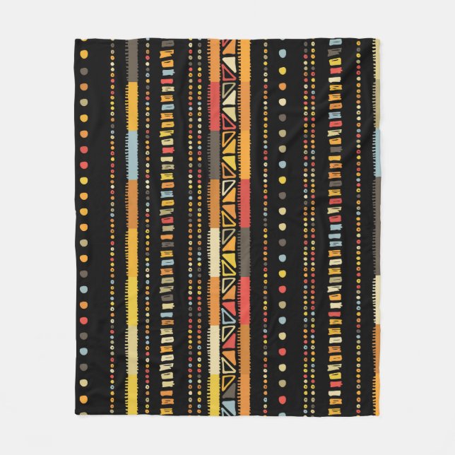 Bright Tribal Stripes Handmade Pattern Fleece Blanket (Front)