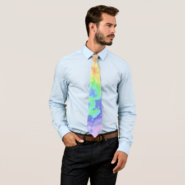 Bright Trippy Retro Groovy Boho Hippie Rainbow Tie (In Situ)