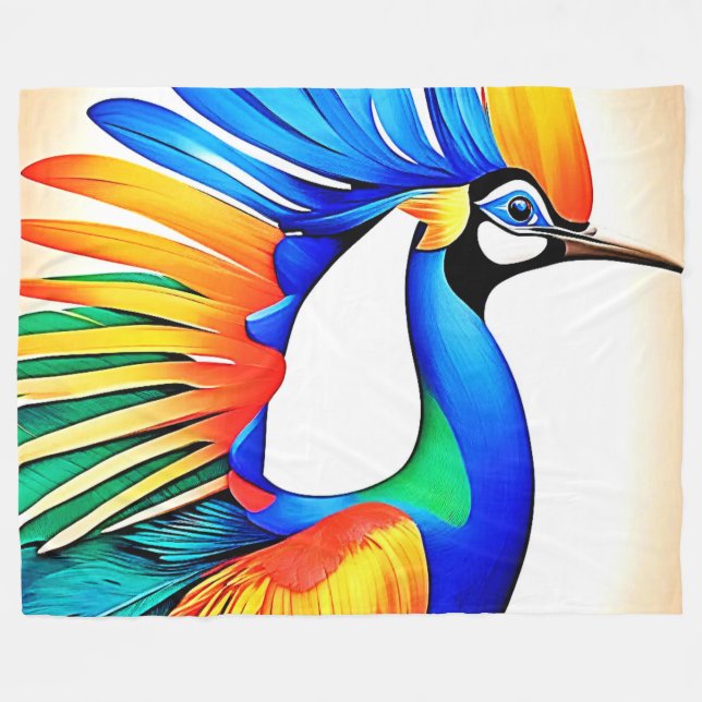 Bright Tropical Bird Fleece Blanket (Front (Horizontal))