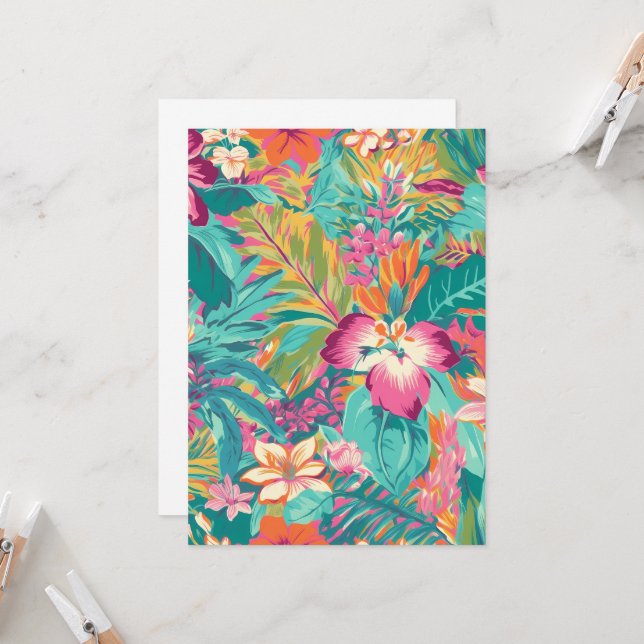 Bright Tropical Botanical  Invitation (Front/Back In Situ)