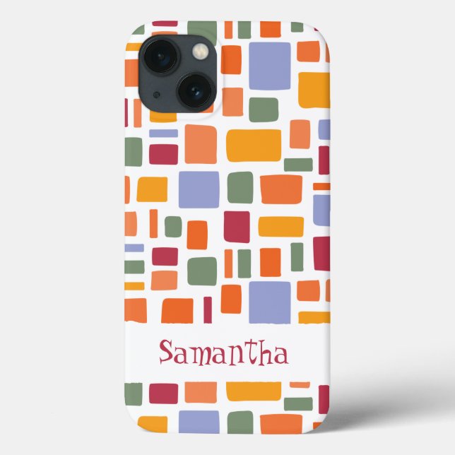 Bright Tropical Colours Wonky Squares & Rectangles Case-Mate iPhone Case (Back)