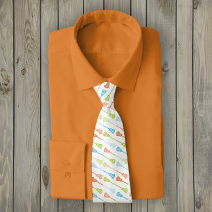 Bright Tropical Diagonal Lacrosse Sticks Pattern Tie