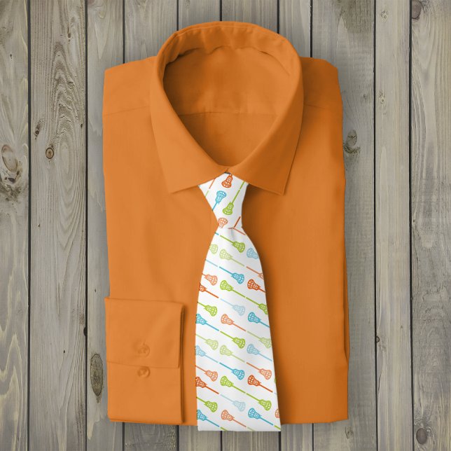 Bright Tropical Diagonal Lacrosse Sticks Pattern Tie (Creator Uploaded)