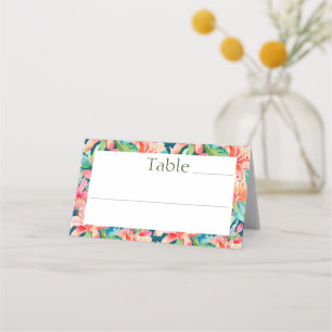 Bright Tropical Floral Botanical Wedding Reception Place Card