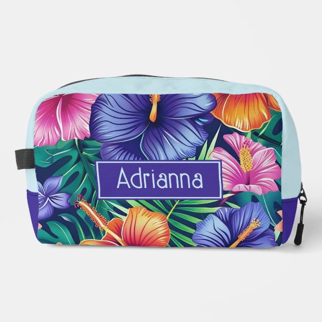 Bright Tropical Floral  Dopp Kit (Front)
